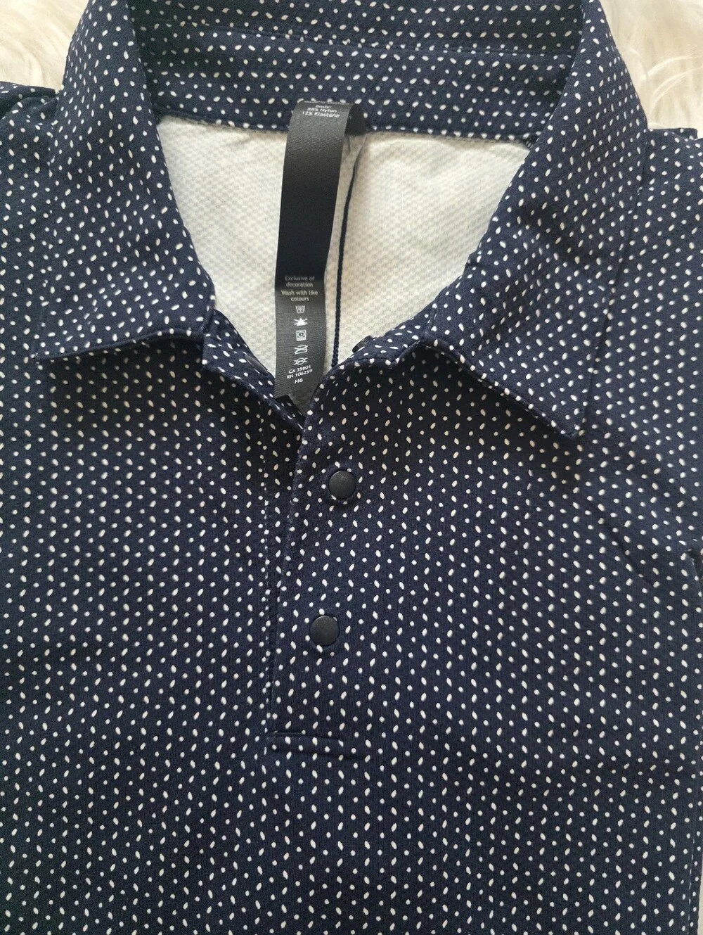 lululemon athletica Navy Button-Down with White Microdots